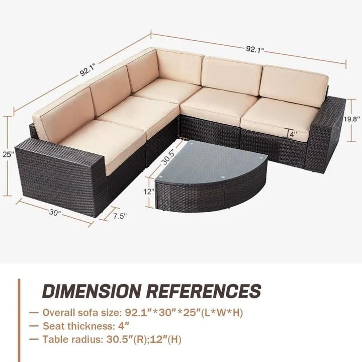 Virasat Okapi Outdoor Garden Balcony Sofa Set 5 Seater and 1 Center Table Set (Brown)