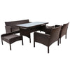 Virasat Outdoor Garden Balcony Sofa Set 3 Seater, 2 Single Seater, 2 Ottoman and 1 Center Table Conversation Set (White + Tan)-VIRASAT FURNITURE & FURNISHING