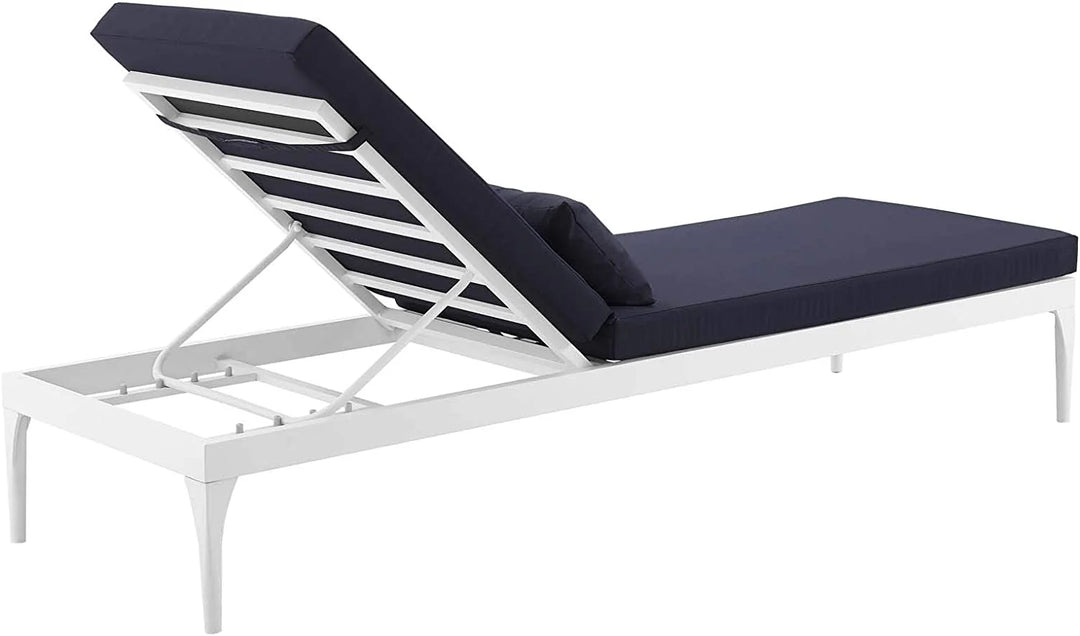 Virasat Daley Outdoor Swimming Poolside Lounger (White + Navy Blue) Set of 2