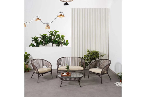 Virasat Outdoor Sofa Set 2 Seater, 2 Single Seater and 1 Center Table Set (Brown)-VIRASAT FURNITURE & FURNISHING