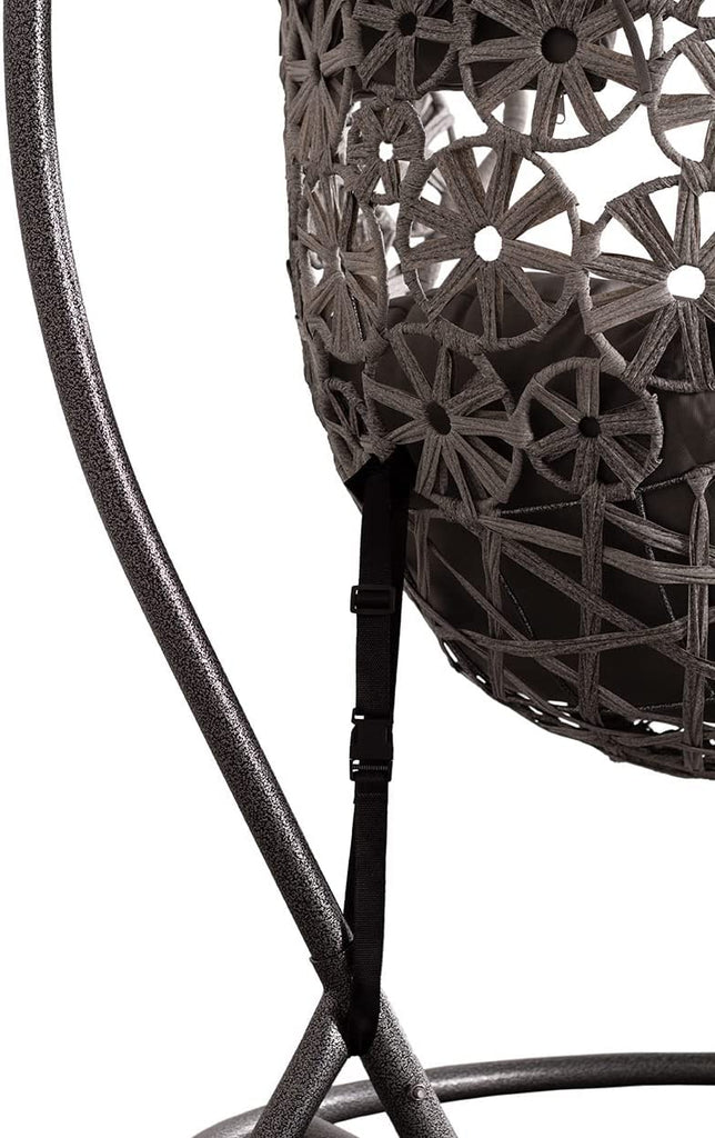 Virasat Single Seater Hanging Swing With Stand For Balcony , Garden (Brown) Braided & Rope-VIRASAT FURNITURE & FURNISHING