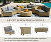 Virasat 8 Seater Half-Moon Sofa Outdoor Patio Set Grey Cushion-VIRASAT FURNITURE & FURNISHING