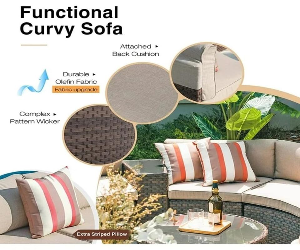 Virasat 8 Seater Half-Moon Sofa Outdoor Patio Furniture Set-VIRASAT FURNITURE & FURNISHING