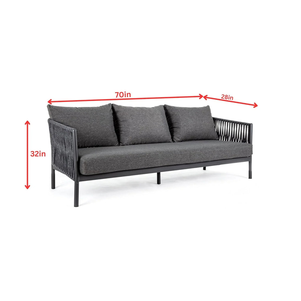 Virasat Outdoor Garden Balcony Sofa Set 3 Seater and 2 Single Seater With 1 Center Table Set, Braid & Rope (Dark Grey)-VIRASAT FURNITURE & FURNISHING