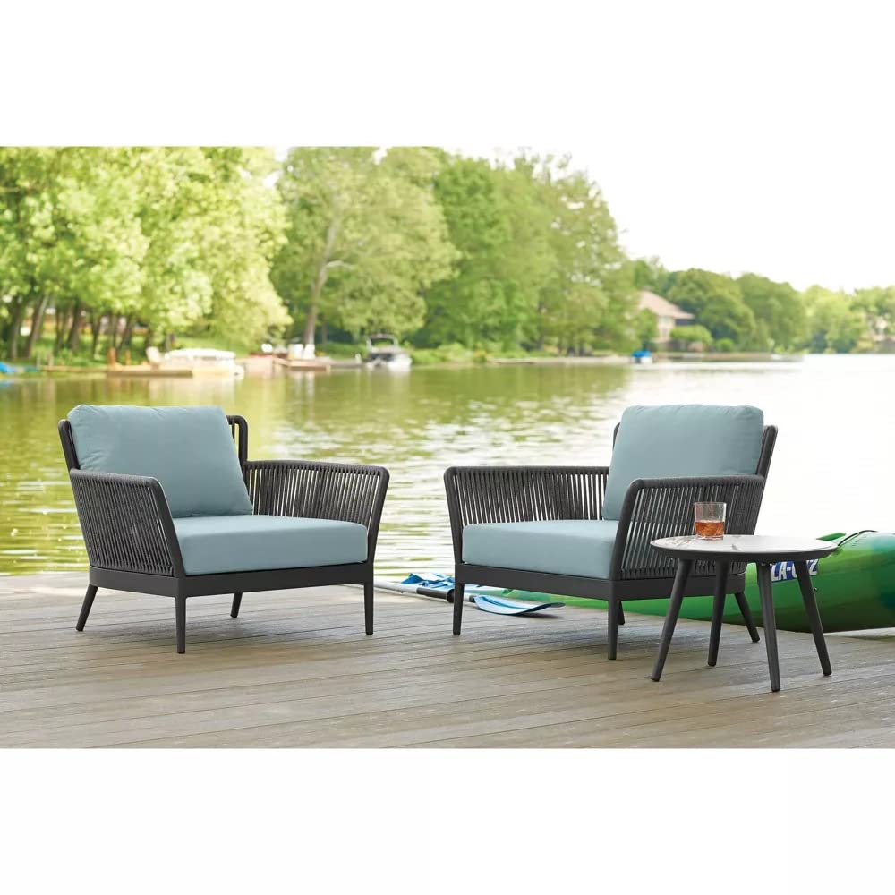 Virasat Outdoor Patio Seating Set 2 Chairs and 1 Table Set (Grey) Braided & Rope-VIRASAT FURNITURE & FURNISHING