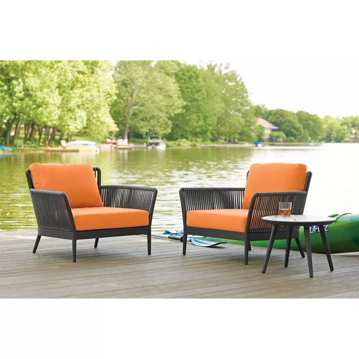 Virasat Tito Outdoor Patio Seating Set 2 Chairs and 1 Table Set (ORANGE) Braided & Rope