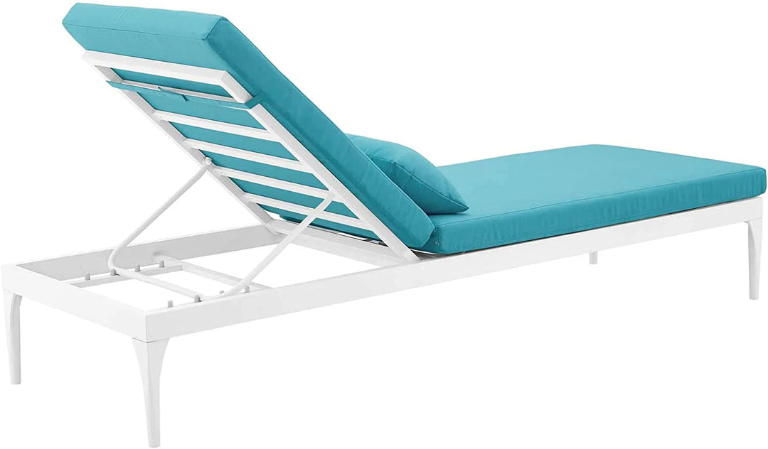 Virasat Clay Outdoor Swimming Poolside Lounger (White + Sky Blue )