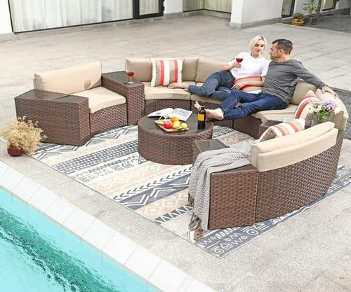 Virasat 8 Seater Half-Moon Sofa Outdoor Patio Furniture Set-VIRASAT FURNITURE & FURNISHING