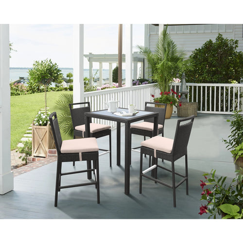 Virasat Outdoor Patio Bar Sets 4 Chairs and 1 Table (Dark Brown)-VIRASAT FURNITURE & FURNISHING