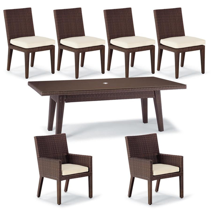 Virasat Noelia Outdoor Patio Dining Set 6 Chairs and 1 Table (Dark Brown)