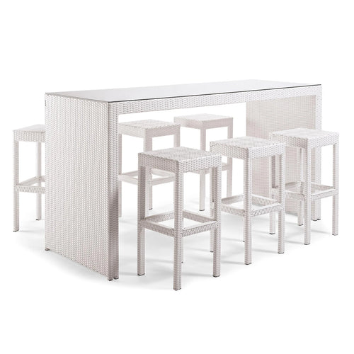 Virasat Outdoor Bar Sets 6 Chairs and 1 Table Patio Bar Set (White)-VIRASAT FURNITURE & FURNISHING