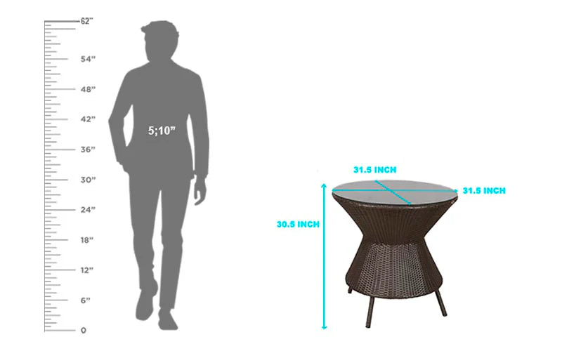 Virasat Outdoor Patio Seating Set 4 Chairs and 1 Table Set (Dark Brown)-VIRASAT FURNITURE & FURNISHING