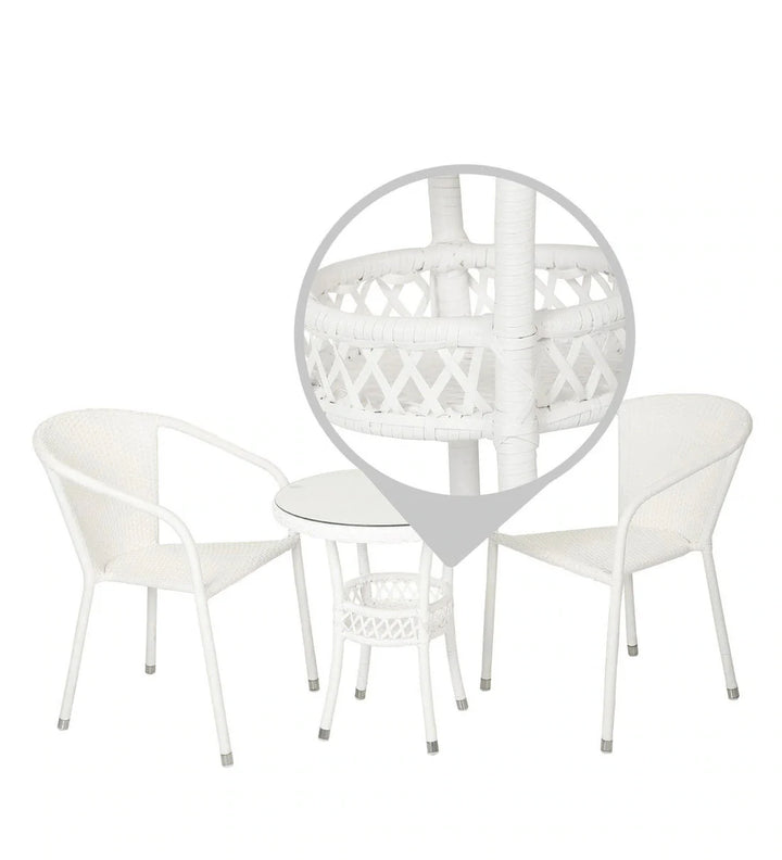 Virasat Gus Outdoor Patio Seating Set 2 Chairs and 1 Table Set (White)