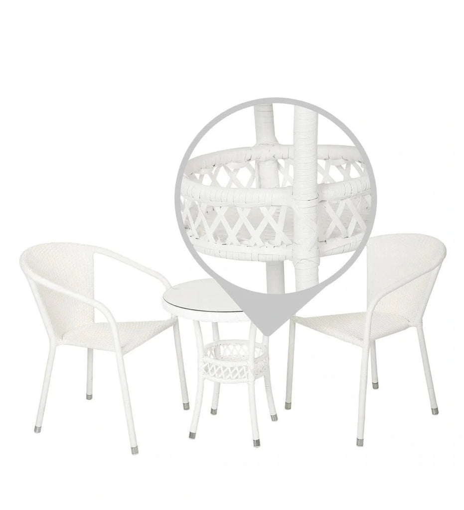 Virasat Outdoor Patio Seating Set 2 Chairs and 1 Table Set (White)-VIRASAT FURNITURE & FURNISHING