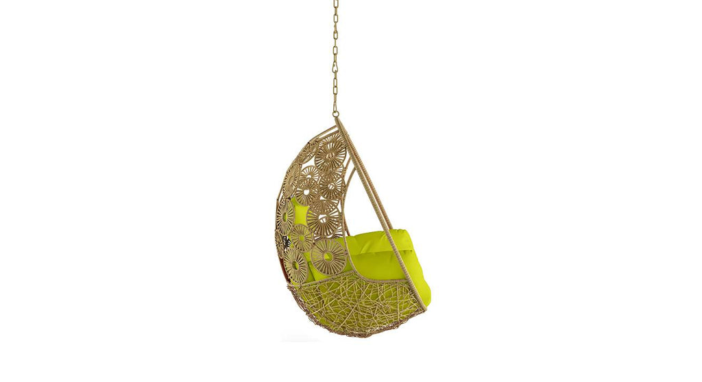 Virasat Single Seater Hanging Swing Without Stand For Balcony , Garden Swing (Honey)-VIRASAT FURNITURE & FURNISHING