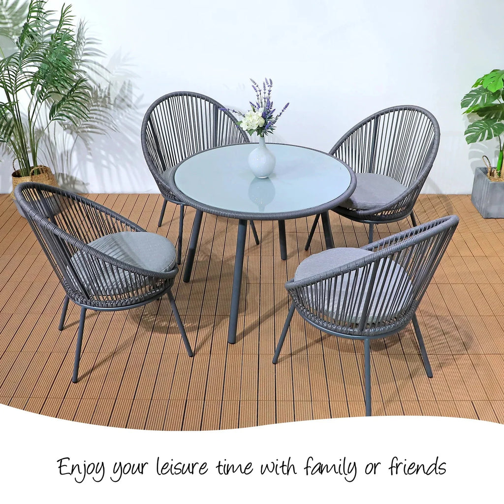 Virasat Outdoor Patio Seating Set 4 Chairs and 1 Table Set (Grey)-VIRASAT FURNITURE & FURNISHING