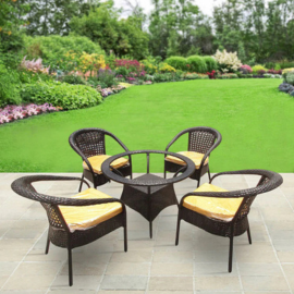 Virasat  Outdoor Patio Seating Set 4 Chairs and 1 Table Set (Brown)