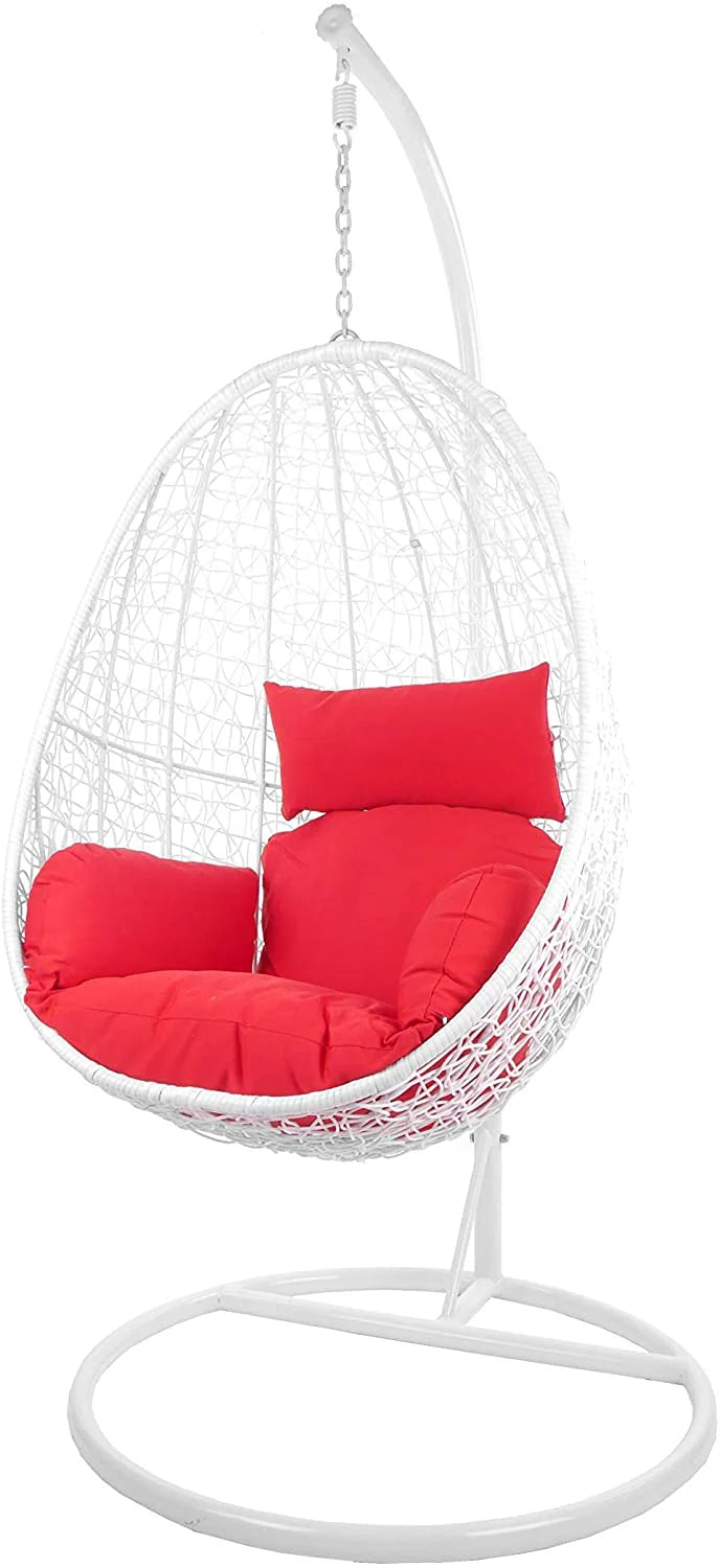 Virasat Giulietta Single Seater Hanging Swing With Stand For Balcony , Garden Swing (White)