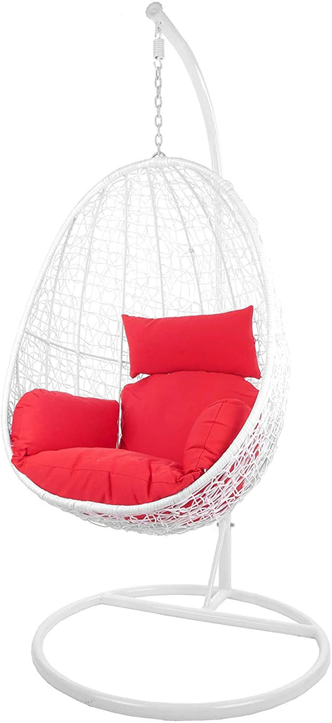 Virasat Single Seater Hanging Swing With Stand For Balcony, Garden Swing (White)-VIRASAT FURNITURE & FURNISHING