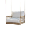 VIRASAT FURNITURE ULEK SINGLE SEATER HANGING SWING WITHOUT STAND FOR BALCONY & GARDEN SWING (WHITE + TAN) BRAIDED & ROPE