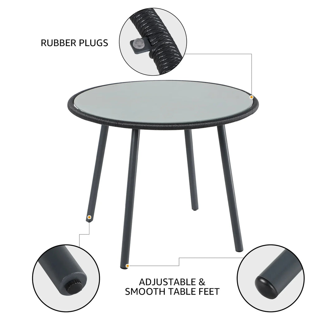Virasat Outdoor Patio Seating Set 4 Chairs and 1 Table Set Black-VIRASAT FURNITURE & FURNISHING