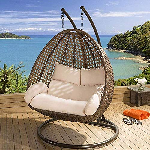 Virasat Double Seater Hanging Swing With Stand For Balcony, Garden Swing (Gold)-VIRASAT FURNITURE & FURNISHING