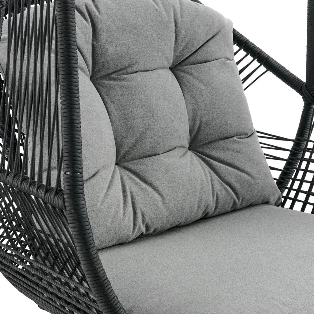 Virasat Single Seater Hanging Swing With Stand For Balcony, Garden (Black) Braided & Rope-VIRASAT FURNITURE & FURNISHING