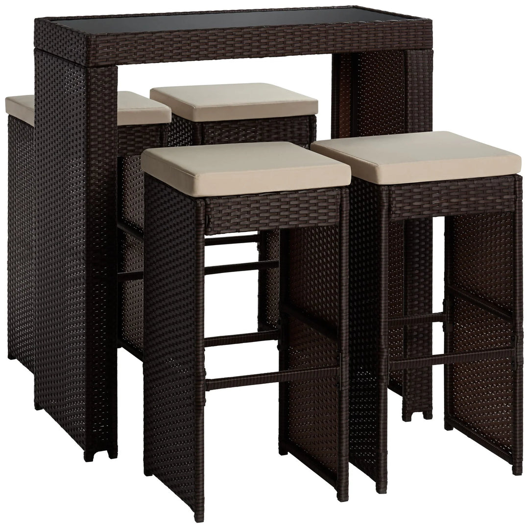 Virasat Capone Outdoor Patio Bar Sets 4 Chairs and 1 Table (Dark Brown)