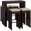 Virasat Outdoor Patio Bar Sets 4 Chairs and 1 Table Dark Brown-VIRASAT FURNITURE & FURNISHING