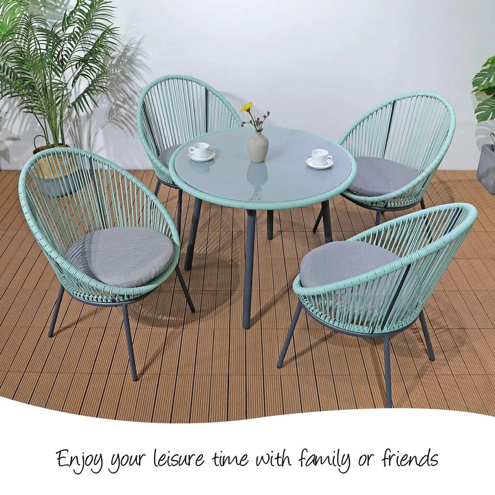 Virasat Piel Outdoor Patio Seating Set 4 Chairs and 1 Table Set (Turquoise)