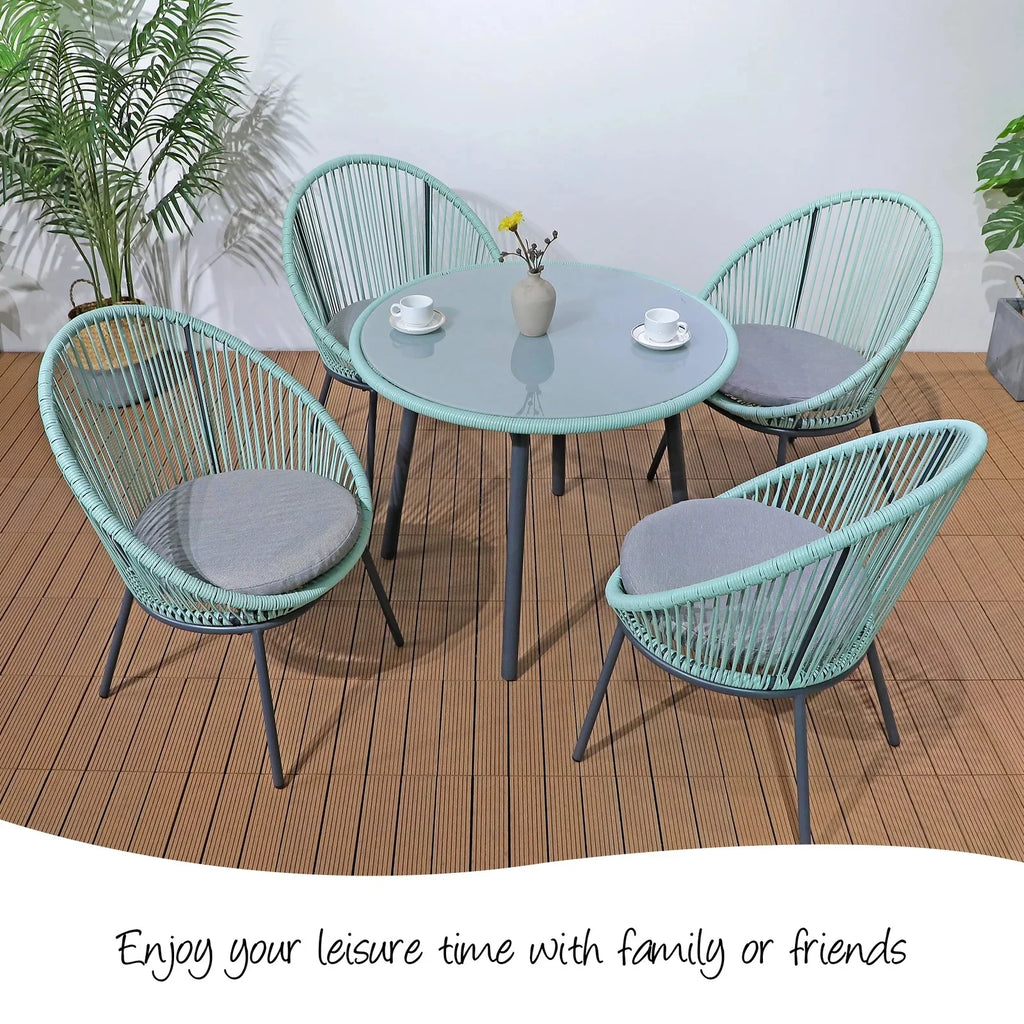 Virasat Outdoor Patio Seating Set 4 Chairs and 1 Table Set (Turquoise)-VIRASAT FURNITURE & FURNISHING