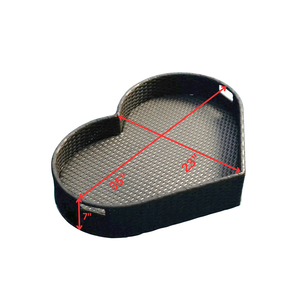 Virasat Luxury Floating Serving Tray For Swimming Pool - Brown (Heart Shape)-VIRASAT FURNITURE & FURNISHING