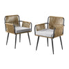 Virasat Outdoor Patio Seating Set 2 Chairs and 1 Table Set (Tan) Braided & Rop-VIRASAT FURNITURE & FURNISHING