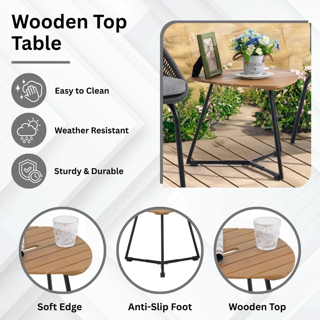 VIRASAT FURNITURE 3 Piece Garden Outdoor Rope Patio Set