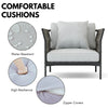 VIRASAT FURNITURE OUTDOOR ROPE SOFA SET 7-SEATER WITH GLASS TOP CENTER TABLE (GREY/BEIGE)