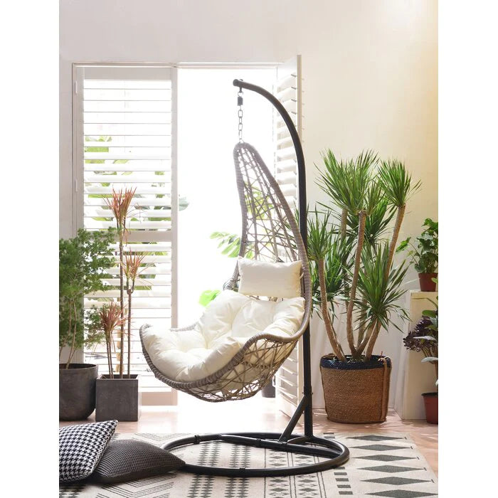 Virasat Single Seater Hanging Swing With Stand For Balcony, Garden Swing (Sea shell)-VIRASAT FURNITURE & FURNISHING