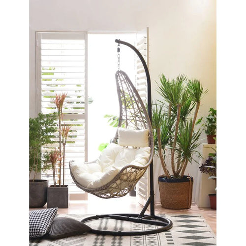 Virasat Single Seater Hanging Swing With Stand For Balcony, Garden Swing (Sea shell)-VIRASAT FURNITURE & FURNISHING