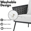 VIRASAT FURNITURE Outdoor Rope 3-Piece Patio Set With Wooden Top Table