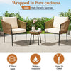 VIRASAT FURNITURE OUTDOOR ROPE PATIO SET WITH GLASS TOP TABLE (BEIGE & OFF-WHITE)