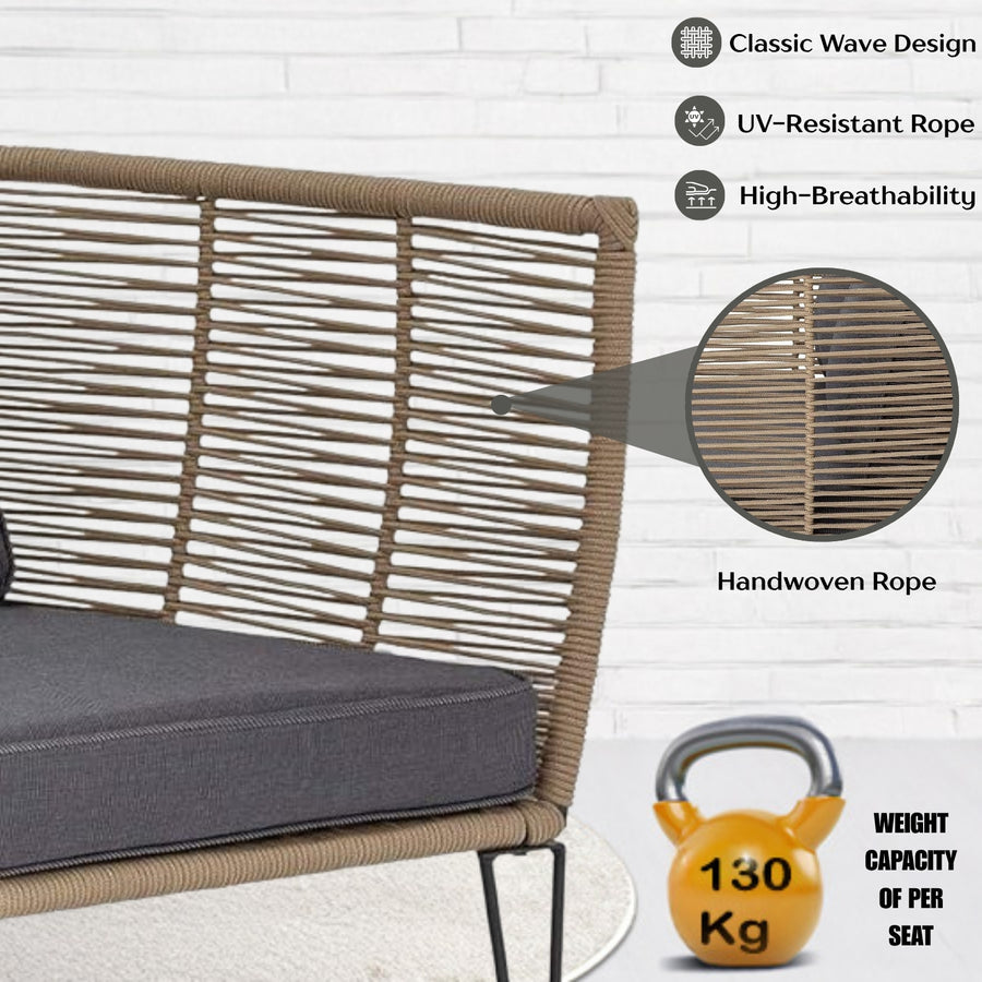 VIRASAT FURNITURE 2 SEATER PIECE OUTDOOR ROPE LOVESEAT SOFA