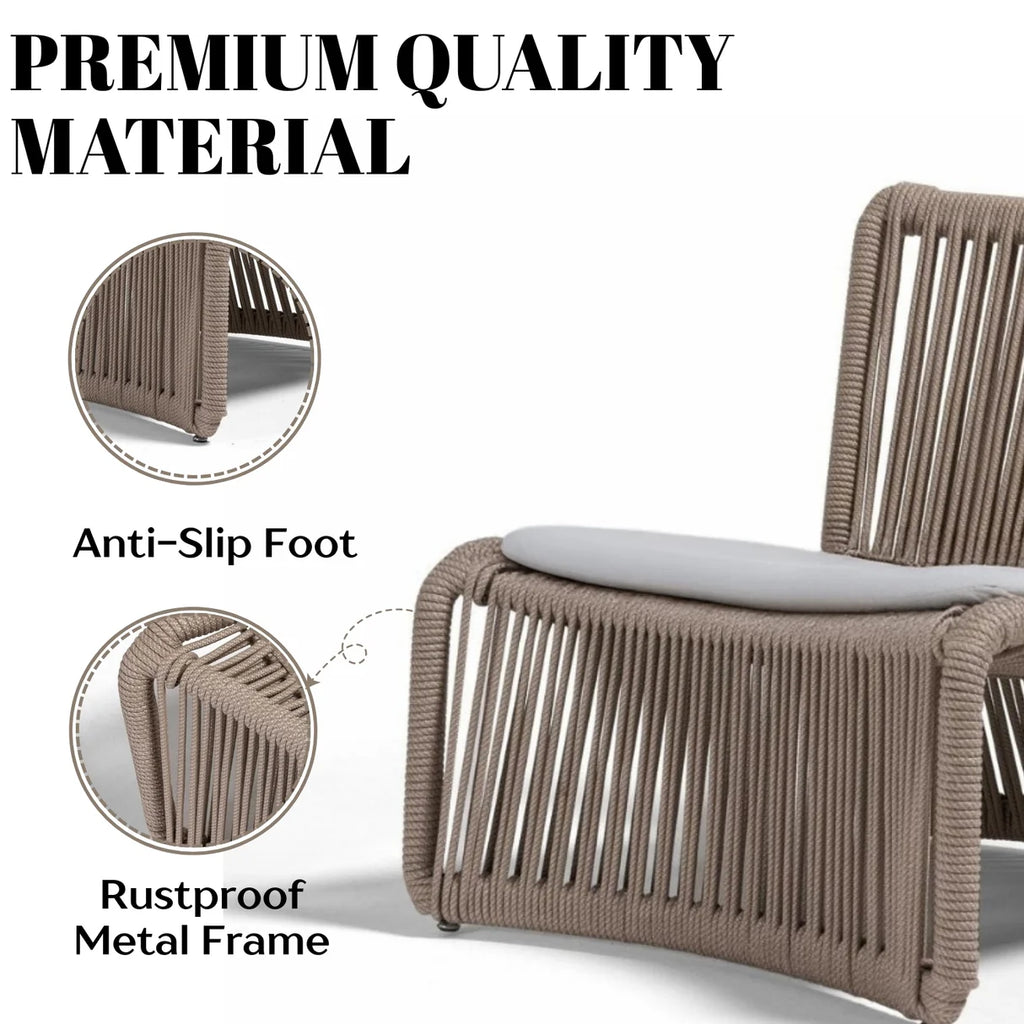 VIRASAT FURNITURE 3-Piece Outdoor Beige Rope Patio Set