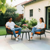 VIRASAT FURNITURE Outdoor 3-Piece All-Weather Rope Patio Set with Orange Cushions & Center Table