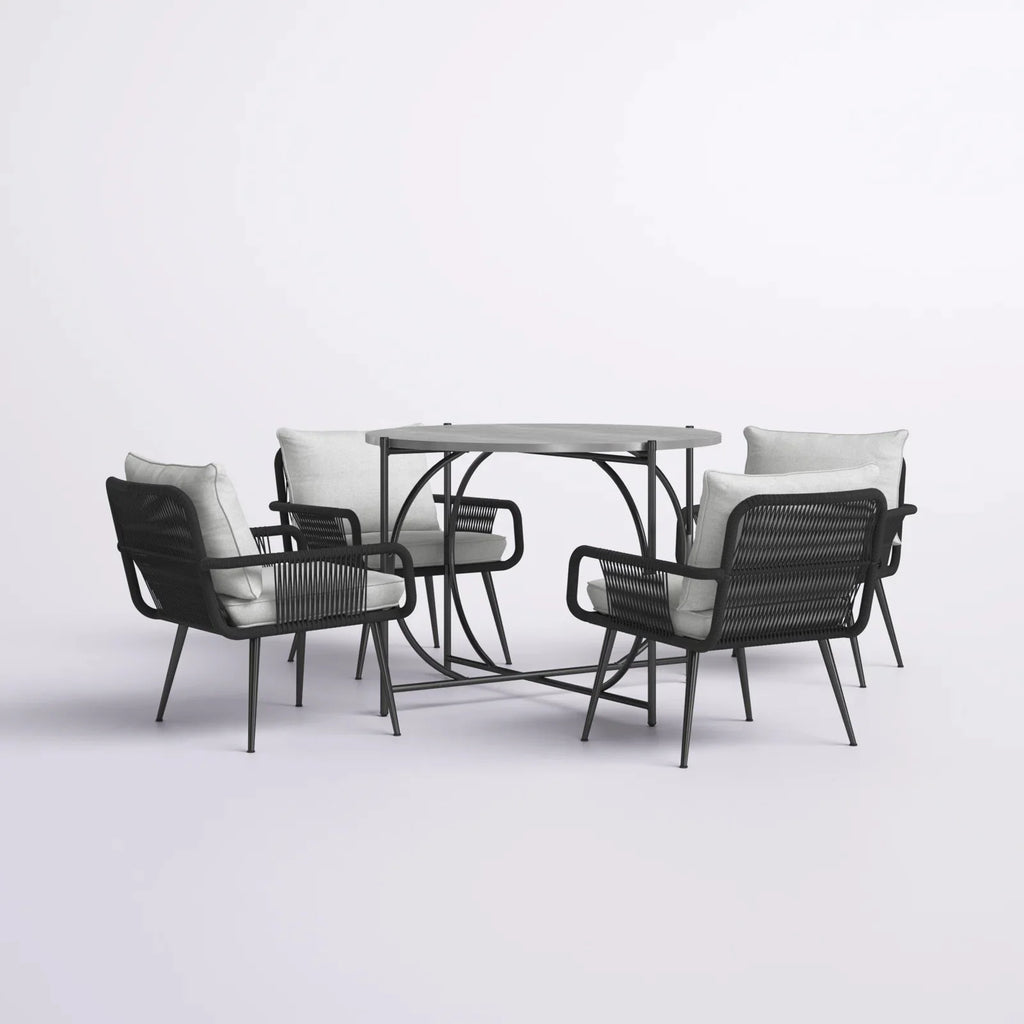 Virasat Outdoor Patio Seating Set 4 Chairs and 1 Table Set Braided & Rope-VIRASAT FURNITURE & FURNISHING