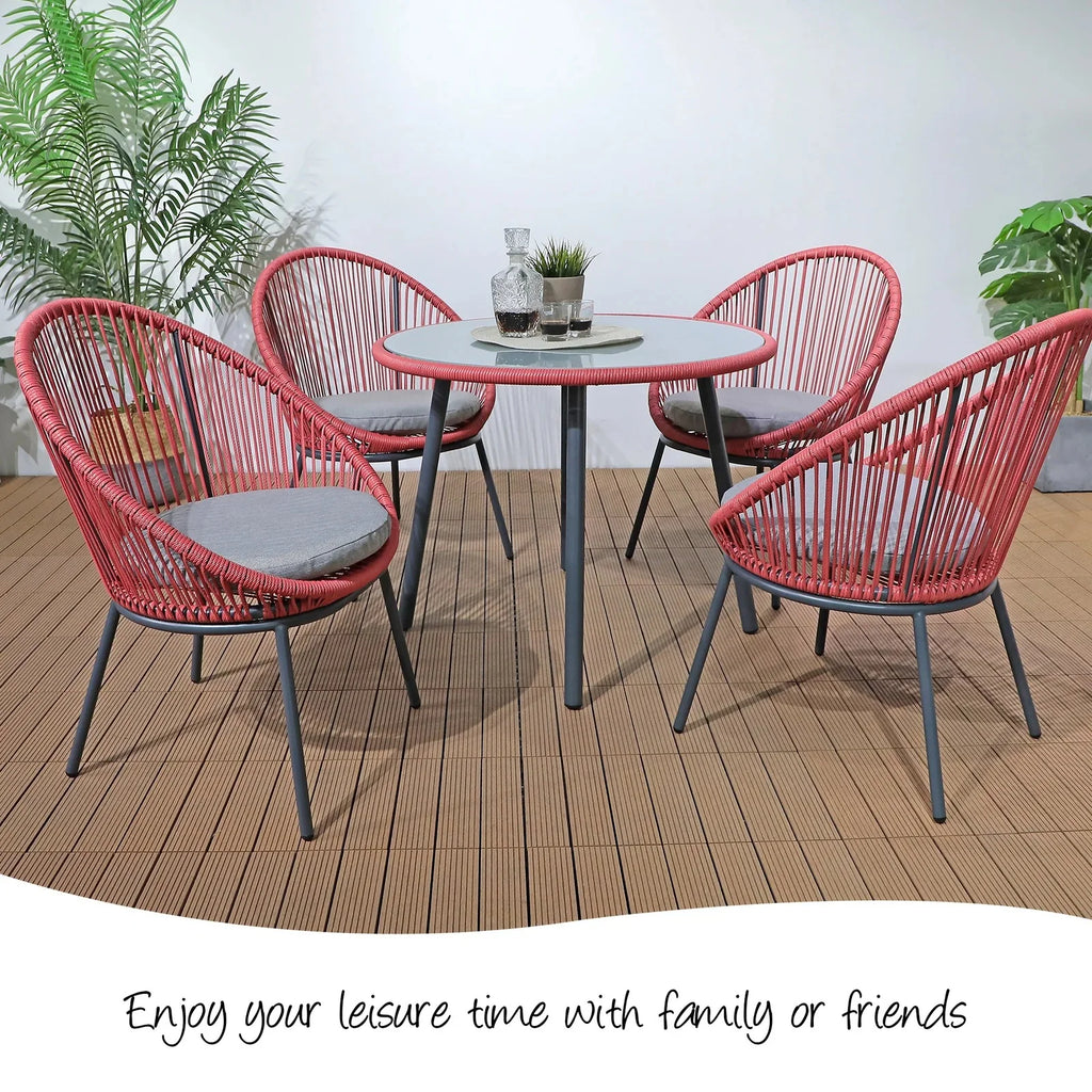 Virasat Patio Seating Set 4 Chairs and 1 Table Set (Light Red)-VIRASAT FURNITURE & FURNISHING