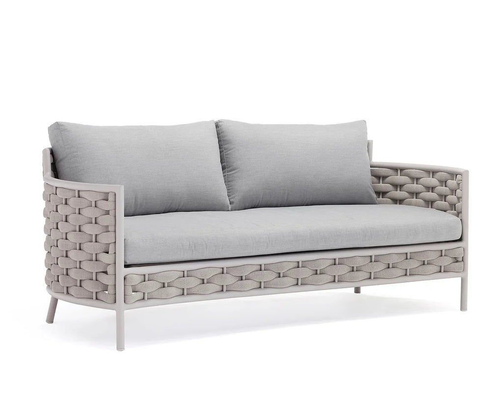 Virasat Outdoor Garden Balcony Sofa Set 2 Seater, 2 Single Seater and 1 Center Table Set, Braid & Rope(White + Cream)-VIRASAT FURNITURE & FURNISHING