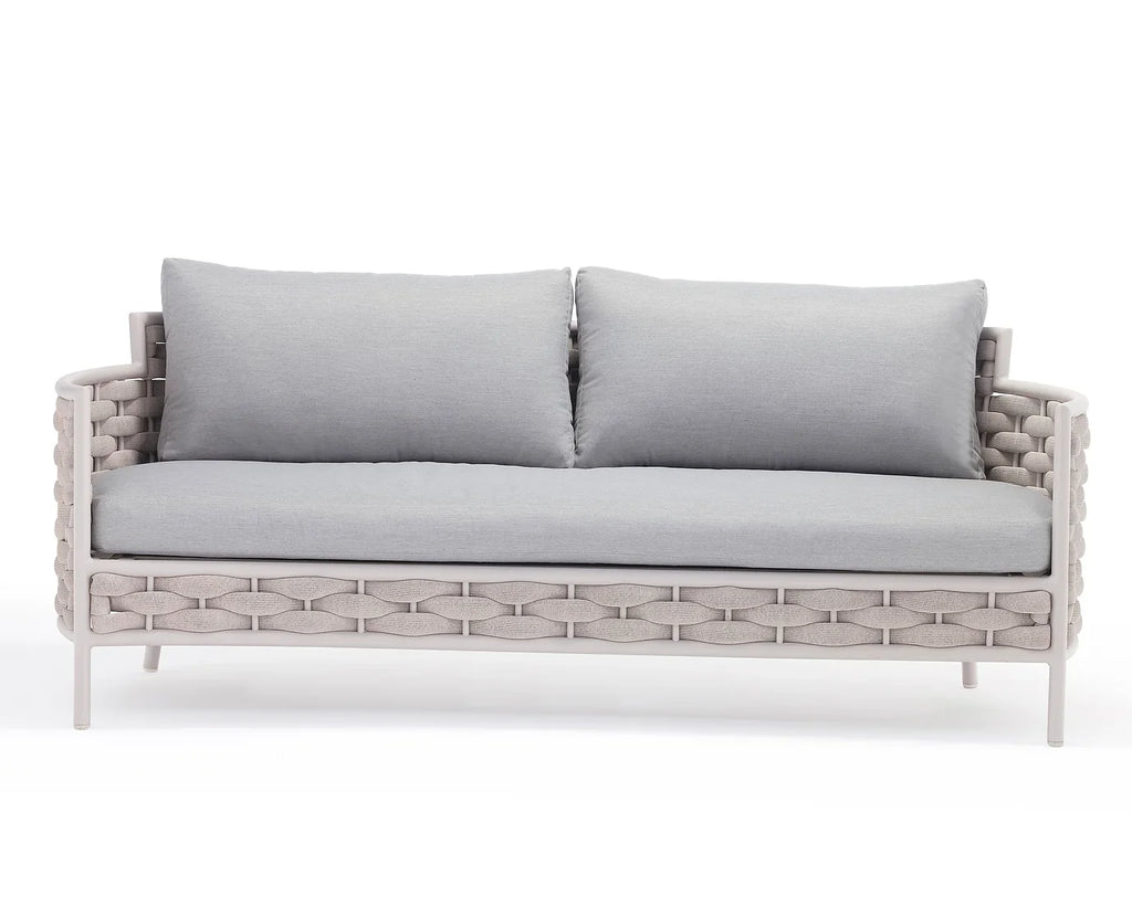 Virasat Outdoor Garden Balcony Sofa Set 2 Seater, 2 Single Seater and 1 Center Table Set, Braid & Rope(White + Cream)-VIRASAT FURNITURE & FURNISHING