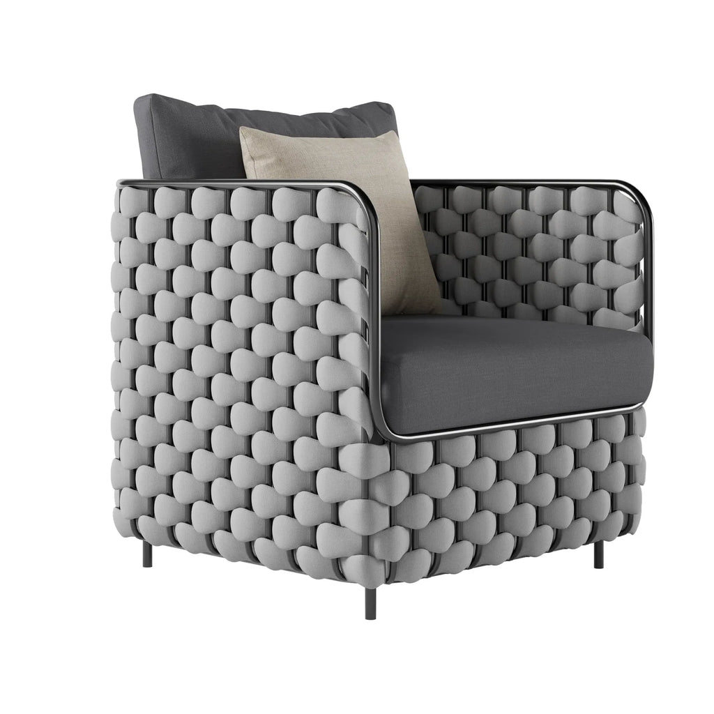 Virasat Outdoor Garden Balcony Sofa Set 2 Seater, 2 Single seater and 1 Center Table Set, Braid & Rope (Grey)-VIRASAT FURNITURE & FURNISHING