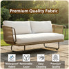 VIRASAT FURNITURE OUTDOOR ROPE SOFA SET 6-SEATER WITH OTTOMAN & CENTER TABLE (TAN) - BRAIDED ROPE PATIO SET