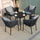 Virasat Outdoor Patio Seating Set 4 Chairs and 1 Table Set (Dark Grey) Braided & Rope-VIRASAT FURNITURE & FURNISHING