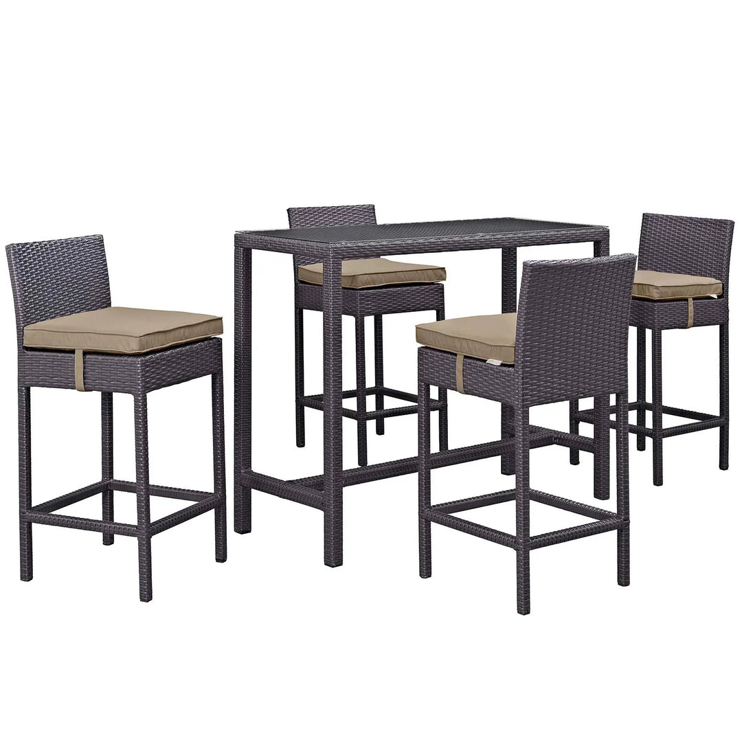 Virasat Lomeo Outdoor Patio Bar Sets 4 Chairs and 1 Table (Dark Brown)